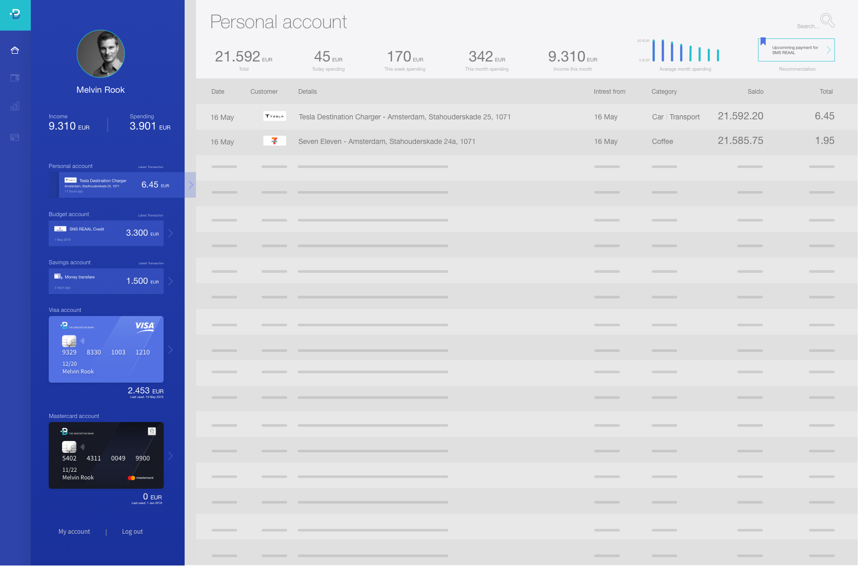 banking application dashboard
